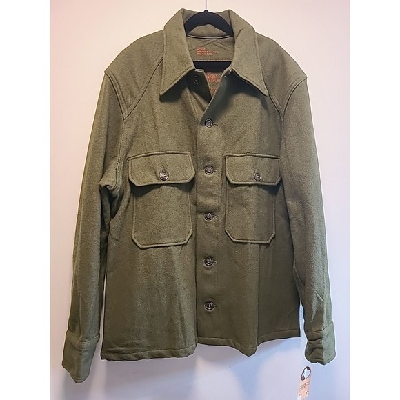 Vintage Olive Green Wool Military Shirt Jacket Size M - Picture 2 of 15